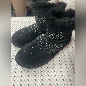New! UGG Classic Galaxy Mini Bling Boot Black Suede